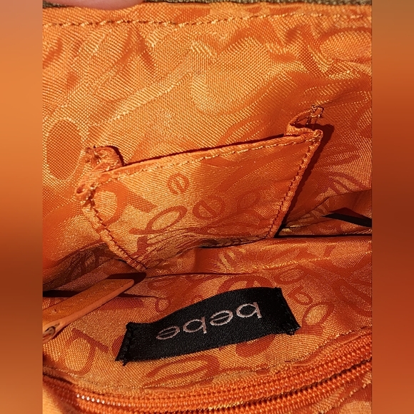 New BEBE Sequin Beads Heart Shaped Faux Leather Wristlet Zippered Bag Tassel Zip - Picture 12 of 16